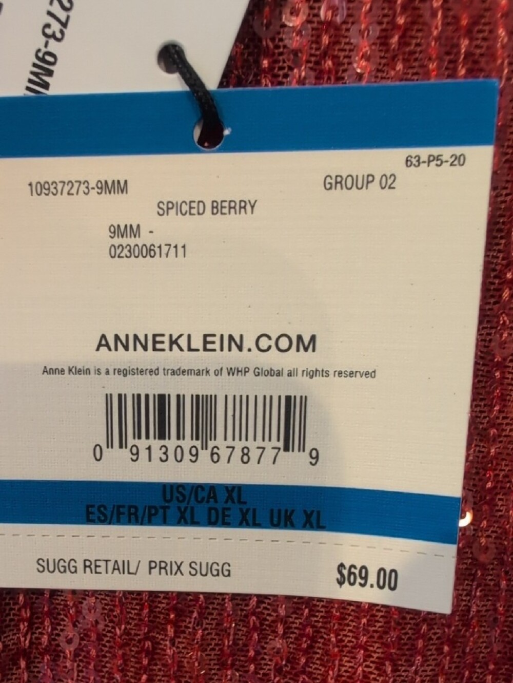 Anne Klein Spice Berry Sequin Scoop Neck Tank NWT Size XL - Picture 5 of 7
